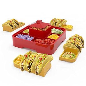 Taco Bar Holder Stand, Set Of 4 Stackable Taco Plates