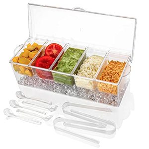 Ivyhome Ice Chilled 5 Compartment Condiment Server Caddy