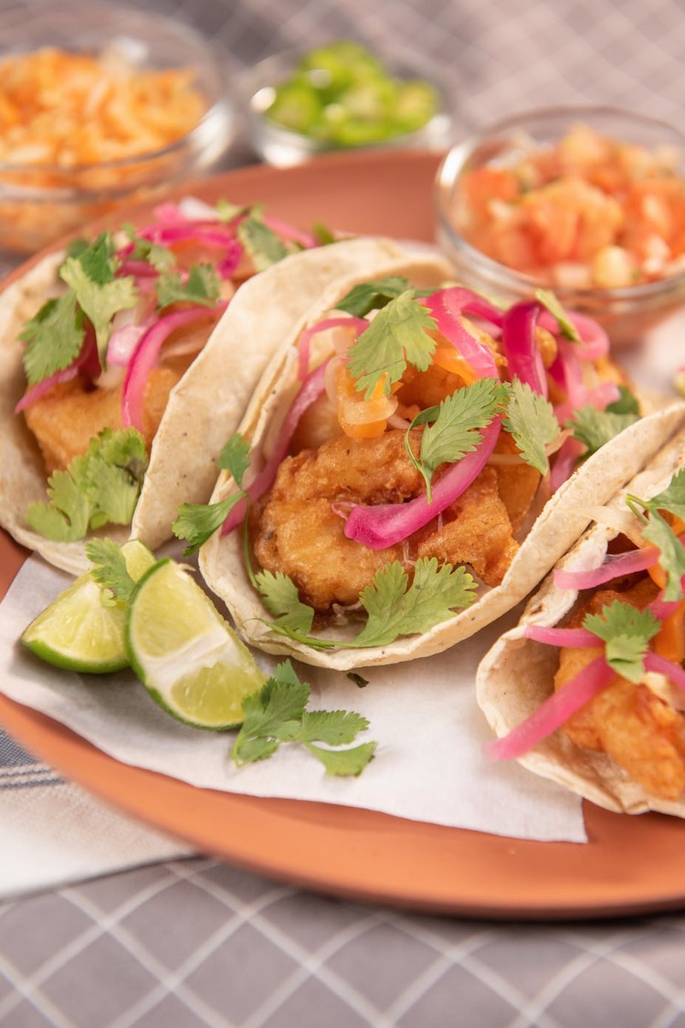 Fried Fish Tacos with Cilantro