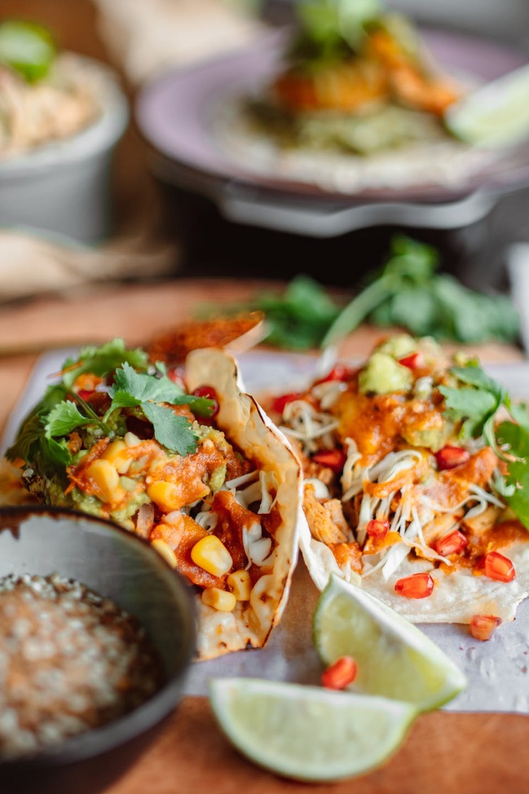 Shrimp, Corn and Pomegranate Tacos - Taco Recipe